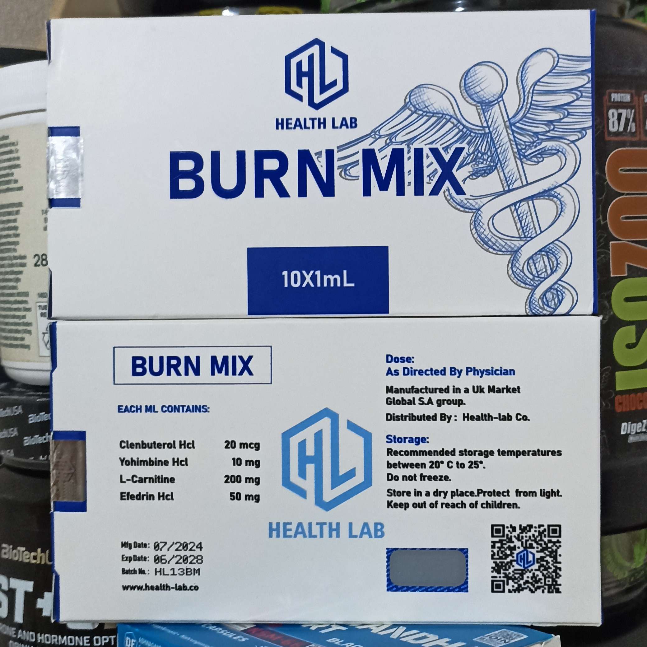 آمپول چربی سوز Health Lab Burn Mix حاوی کلنبوترول و ال کارنیتین